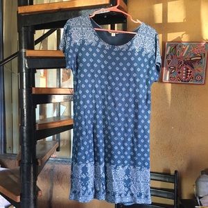 Lucky Brand blue tribal print T-shirt dress